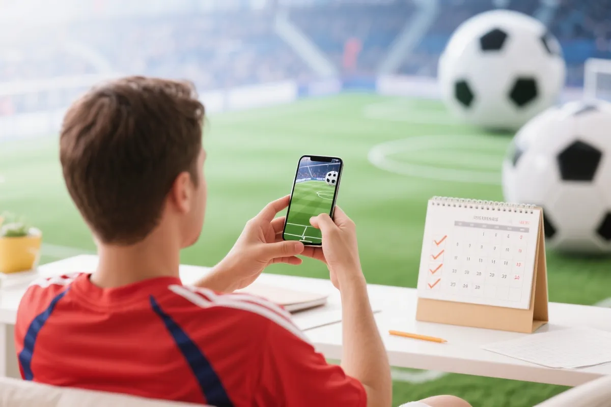 手机观赛前查看赛程与清单的示意图